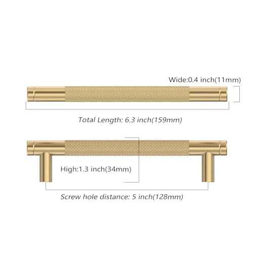 Asidrama 10 Pack 5 Inch(128mm) Champagne Bronze Cabinet Pulls Knurled Cabinet Handles Cupboard Handles Kitchen Cabinet Hardware for Cupboard Drawer Pulls