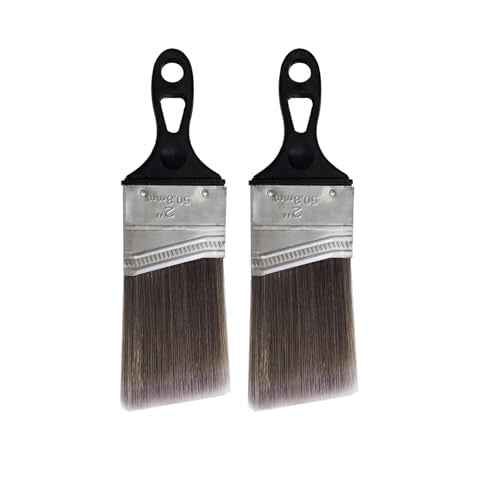 2 Inch Brush with Rubber Handle Shortcut Angle Sash Paintbrush,Suitable for All Paints 2 Pack