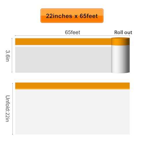 Pre-Taped Masking Film for Painting - 22" x 65' Painters Plastic Roll Sheeting with Automotive Paint Tape and Drape£¬Plastic Painting Film for Windows, Doors, Walls, Automotive Paint Masking£¨2 Rolls£©