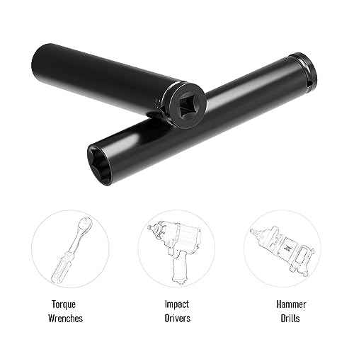 1/2 Inch Drive by 19mm(3/4-Inch) Deep Impact Socket, Heat-Treated CR-V Steel 6 Inch Length, 6-Point Metric Sizes