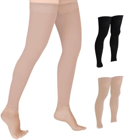 Doc Miller Thigh High Calf Sleeves Compression Hose 20-30 mmHg Opaque Stockings