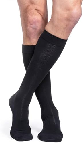 SIGVARIS Menâs Essential Cotton 230 Closed Toe Calf-High Socks 20-30mmHg