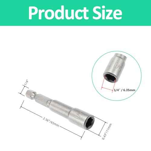 10 Pcs Hex Magnetic Power Hex 1/4 Inch, Drill Bit Nut Driver Magnetic Extension Socket, Quick Change Socket Nut Impact Driver for Electric Drill Power Tools