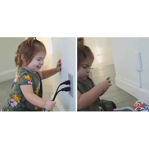 Sleek Socket No Shock Child Protector, Outlet & Plug Concealer with Protective Cord Clips, 8-Foot Flat Extension Cord with Multiple Outlets, Baby Proofing Outlet Cover, No Access to Dangerous Cords