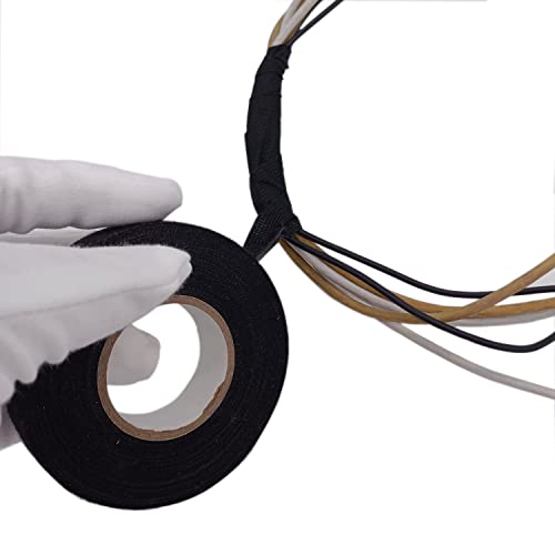 Electric Insulation Tape Fabric, 3/4In x 50ft Automotive Tape Cloth, High Temp Tape for Exhaust - 4 Rolls Wire Harness Friction Tape Black(Non-Flame Retardant)
