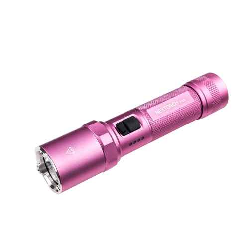 NEXTORCH P80B Rechargeable Pink Flashlight High Lumens, Powful 2100 Lumens LED Tactical Strobe Flashlight with 5 Modes for Self Defense, Security, Safety, Outdoor Adventure, Self-Protection, Daily Use