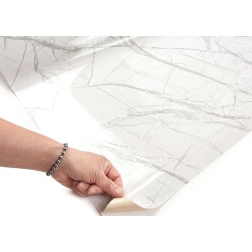 ROSEROSA Peel and Stick Glossy Faux Marble Self-Adhesive Wallpaper Door Wrap Countertop Mirror Moulding Trim PGS4137