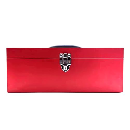 16" Portable Steel Heavy-duty Large Tool Box 18-Gauge Fishing Tackle Box Tool Box Drawer Organizer With Metal Latch and Handle Red