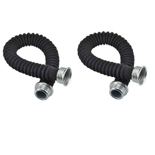 40mm Respirator Hose Tube Pipe Assembly Universal Thread Extension Hose, Black 20 inch 2PCS