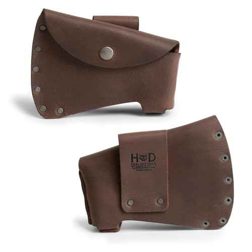 Hide & Drink, Hatchet Head Sheath Holster for 1.5 in. Belts, Axe Head Case, Blade Cover, Lumberjack Outdoors Work Essentials, Full Grain Leather, Handmade