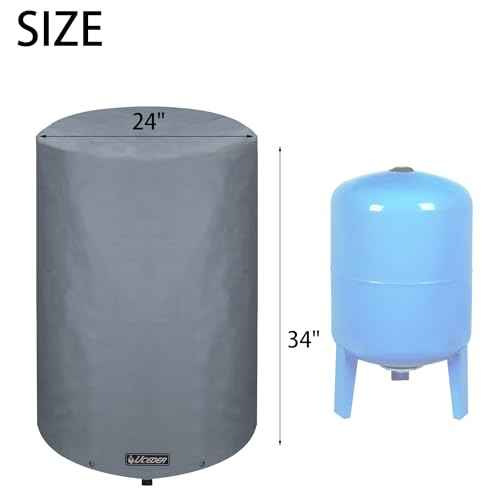 UCEDER Insulated Round Water Pressure Tank Cover 600D Heavy Duty Waterproof and Weatherproof Outdoor Well Covers Great for Winter Freeze Protection (Dark Gray, 24"D x 34"H)