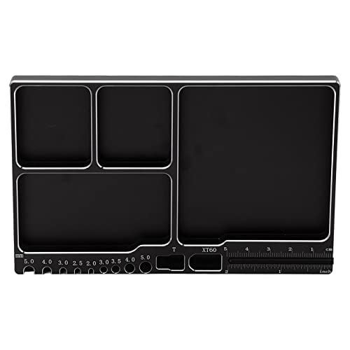 Kadimendium RC Repair Tool Tray Large Space Magnetic Adsorption Sturdy Durable Magnetic Screw Tray Alloy Screw Tray Model for DIY(Black)