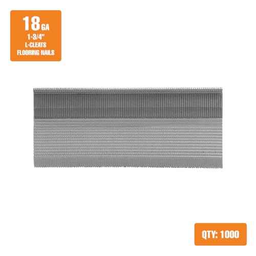 Freeman Flooring L-Cleats | 18 Gauge | 1-3/4" | Glue Collated | Serrated Steel | 1,000 Count | Hardwood Floor Installation, Tongue & Groove, Oak, Maple, Hickory | FN181K175