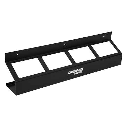 Extreme Max 5001.6484 Wall-Mount Aluminum 4-Quart Oil Jug Rack Holder for Race Trailer, Garage, Shop, Enclosed Trailer, Toy Hauler - Black