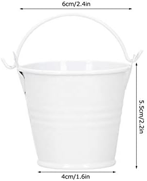 10PCS Small Metal Bucket with Handles, Round Ice Buckets Metal Iron Pail for Kids Candy Crafts Party Favors, Mini Succulent Plant Pot, Hanging Flower Pot for Indoor Outdoor Decor (4 * 5.5 * 6-White)