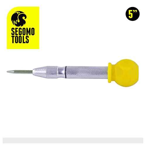 Segomo Tools 5 Inch Precision Diamond Knurled S2 Steel (58-60) Automatic Center Punch | Punch Tool | Spring Loaded Center Punch | Auto Center Punch | Wood, Plastic, Glass, Metal Punch - ACP01