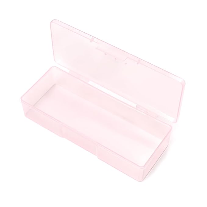 Transparent Box Storage Case for Nail Art Equipment Manicure Tool Organzing Pedicure Tool Empty Plastic Box (Pink)