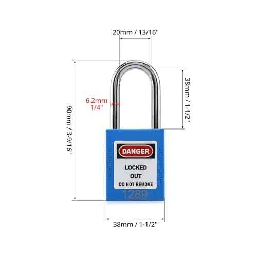 QWORK Lockout Tagout Locks, Safety Padlock, 10 Blue Padlocks with 20 Keys, Keyed Different, for Lock Out Tag Out Stations and Devices