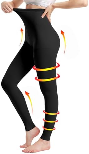Medical Compression Pantyhose for Women & Men, 20-30mmHg Graduated Support Tights, Opaque Footless High Waist