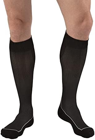 JOBST Sport Knee High 20-30 mmHg Compression Socks, Black/Cool Black, X-Large