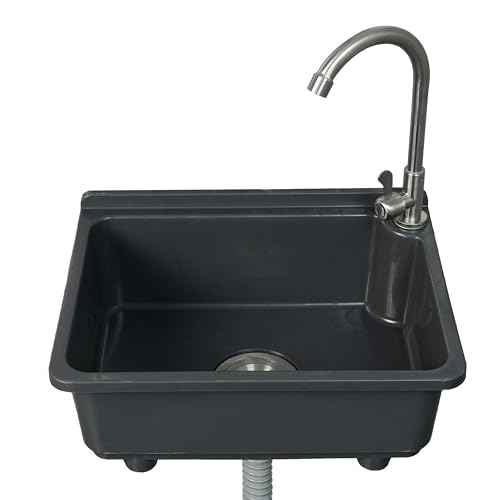 kitchen Single Bowl Utility Sink, Kitchen Wall-Mounted Sink 16.9 x 12.8 Inch With 1.26 inch faucet hole, Plastic rv sink for Home, Restaurant, Dorm, Garage, Bathroom,Laundry (grey, 16.9 * 12.8 * 7.1)