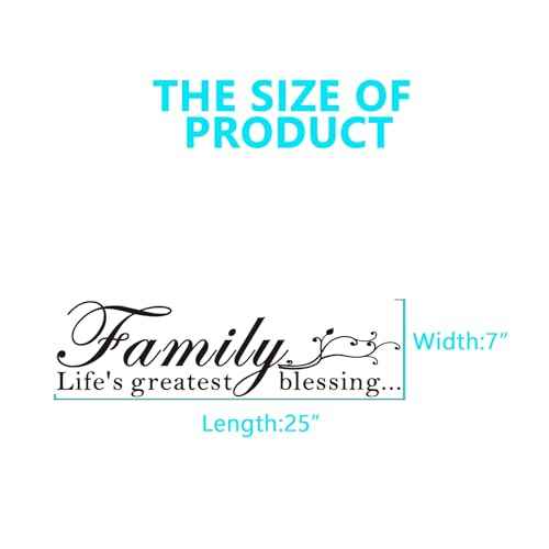 Inspirational Family Wall Stickers for Bedroom: Home Quotes Motivational Vinyl Art Wall Decals for Living Room Kitchen Apartment Bathroom - Family Life's Greatest Blessing 25" X 7"