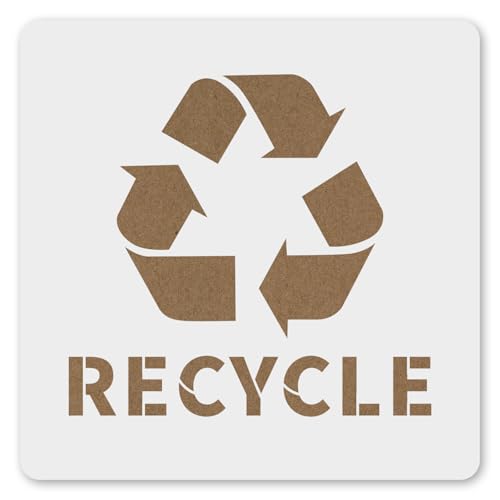 MAGJUCHE Recycle with Text Stencil 12 Inches, Reusable Clean Stencil for Painting DIY Crafts Decor
