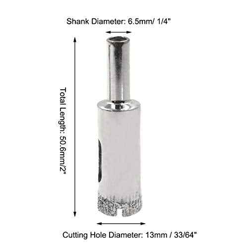 5pcs 1/2-Inch / 13mm Diamond Drill Bits, Small Diamond Hole Saw Hollow Core Drill Bits for Glass Ceramic Porcelain Tiles Marble Granite Quartz