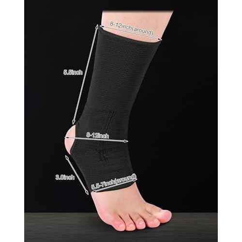 Handepo 4 Pairs Muay Thai Ankle Wraps MMA Compression Foot Sleeve Ankle Braces Sock Support for Men Women Kickboxing Martial Arts Gym Running Sports(Black)