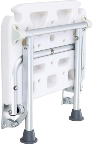 VEVOR Folding PE Shower Seat, 15.7'' x 14.8'' Unfolded, Wall Mounted Fold Up Shower Bench with 500 lbs Load Capacity, Space Saving Fold Down Shower Chair for Seniors Pregnant Women Children Adults