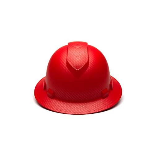 Pyramex Ridgeline Full Brim Hard Hat 4 Point Ratchet Matte Red Pattern