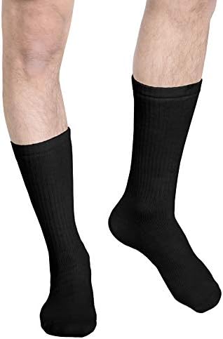 Truform Compression Socks, 15-20 mmHg, Men's Crew Length Mid-Calf Cushion Foot Socks, Black, X-Large