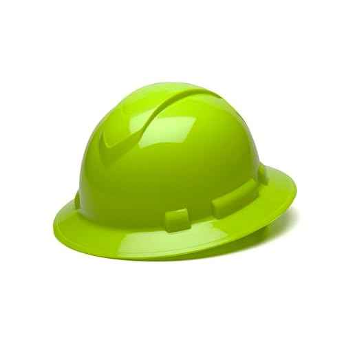 Pyramex Ridgeline Full Brim Hard Hat 4 Point Ratchet Hi Vis Lime