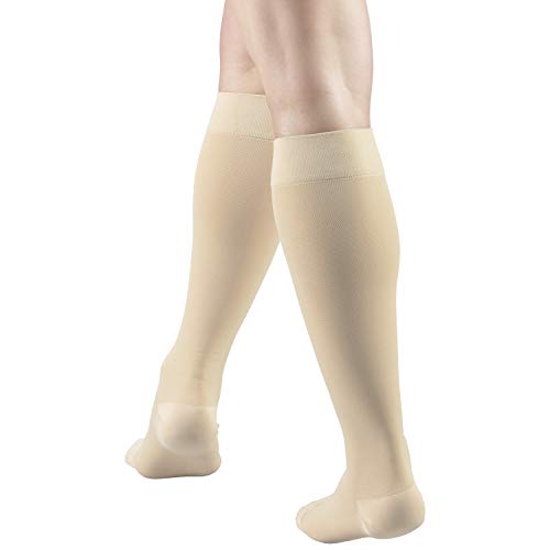 Truform 20-30 mmHg Medical Compression Stockings, Aloe Infused Microfiber, Knee High, Closed Toe, Beige, Small