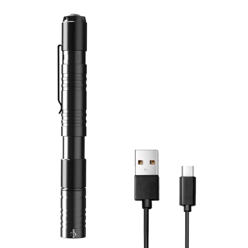 Rechargeable Pen Light, Zoomable Led Penlight Inspector Flashlight Pocket Flashlight with Clip Small Mini Handheld Slim Flashlight 360 Lumens LED for Nurse Medical Repair Engineer Doctor