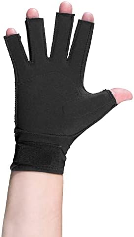 OTC Resting Splint Glove, 5 Finger Semi-Rigid Splints, Open Tips, Black, Right Hand, Small
