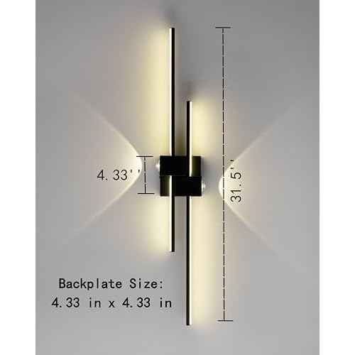 Black Wall Sconces Modern LED Bathroom Vanity Linear Wall Lamp 3000K Warm Light for Living Room Indoor Wall Lighting for Bedroom Living Room Hallway Stairway