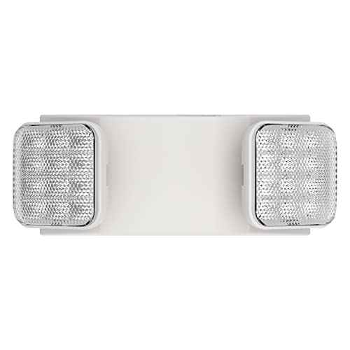 1 Pack LED Emergency Lighting Fixture with 2 LED Heads-Hardwired Adjustable White Commercial Emergency Lights with Battery Backup for Power Failure