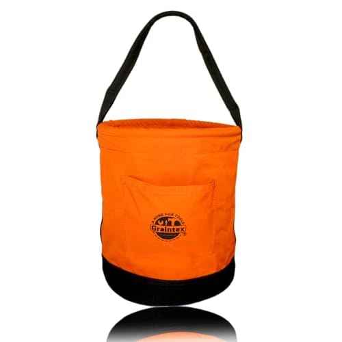 Graintex Canvas Utility Bucket 12"x15", Round Tool Bucket, Reinforced Base & Carry Handle, Ripstop Canvas, Multi-Purpose Bag for Jobsite, Gardening, Home Use, Ideal for Tool Storage Solutions