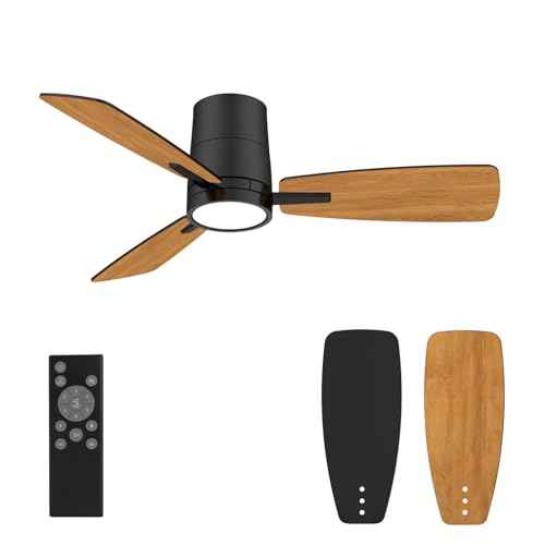 Ceiling Fans with Lights,42 inch,Quiet Reversible Motor,Easy to Install,6 Speeds,3CCT,Timer, Black Modern Ceiling Fan for Living Room, Bedroom, Kitchen, Dining room, Office