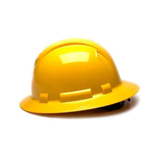 Pyramex Ridgeline Full Brim Hard Hat 4 Point Ratchet Yellow