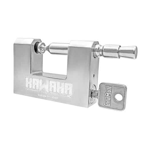 71/80KD-3SK Stainless Steel D-Shaped Heavy Duty Padlock with Key for Garage Door, Containers, Shed and Warehouse (3-1/8 inch, Keyed Different - 3 Stainless Steel Keys)