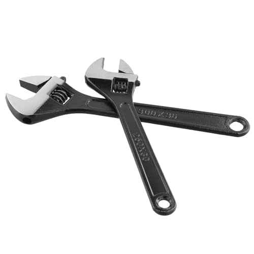 HOIGON Set of 4 Black Adjustable Wrench, 8 10 12 15 Inch Heavy Duty Crescent Wrenches with Wide Jaw and Ergonomic Handle for Machine Maintenance