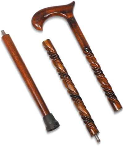 Wood Cane 36 Inches Natural Classic Wood Walking Stick Fancy Canes Ergonomic Wood Cane for Seniors (Elegant Derby Handle)