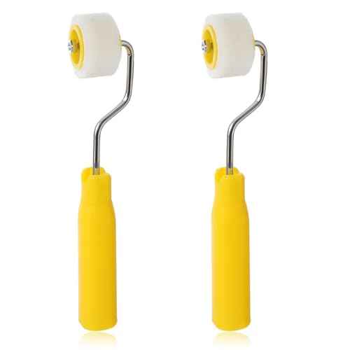 4/5 inch Mini Paint Rollers Foam Paint Roller Small Fine Finish Paint Roller Kit mall Sponge Paint Roller for Corner, Extra Small Paint Wool Brushes, Tiny Painting Tool (2 Pack)