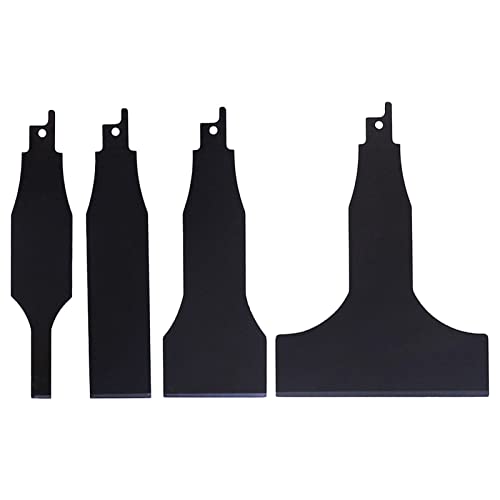4PCS Reciprocating Saw Scraper Blade, High Carbon Steel Tile Cleaning Tools for Removing Tile Grout Glue Gaps Adhesives, Wall Cleaning, Metal derusting (Black)