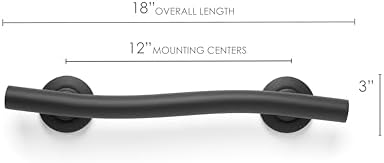 Seachrome 18'' Designer Wave Shaped Shower Grab Bar, Matte Black (GW-3518-QCR-MB)