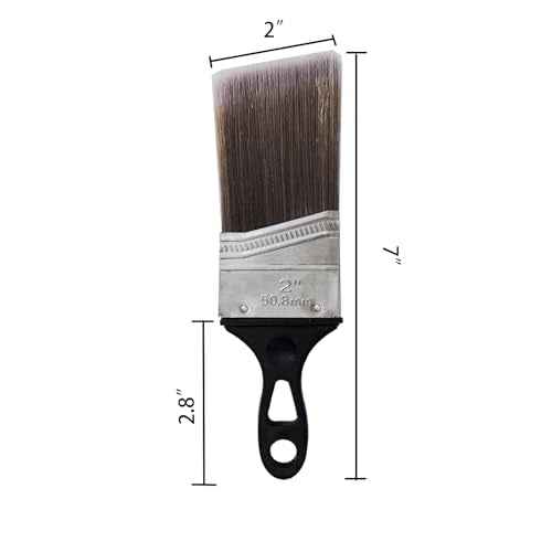 2 Inch Brush with Rubber Handle Shortcut Angle Sash Paintbrush,Suitable for All Paints 2 Pack