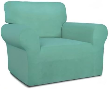 PureFit Super Stretch Chair Sofa Slipcover – Spandex Non Slip Soft Couch Sofa Cover, Washable Furniture Protector with Non Skid Foam and Elastic Bottom for Kids, Pets （Chair, Cyan）