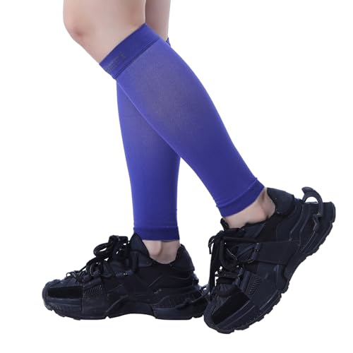 15-20mmHg 1 Pair Black Calf Compression Sleeve Men and Women Wide Calf Sleeve Brace Compression Socks for Leg Support, Shin Splint,Pain Relief (DARK BLUE, XX-Large)
